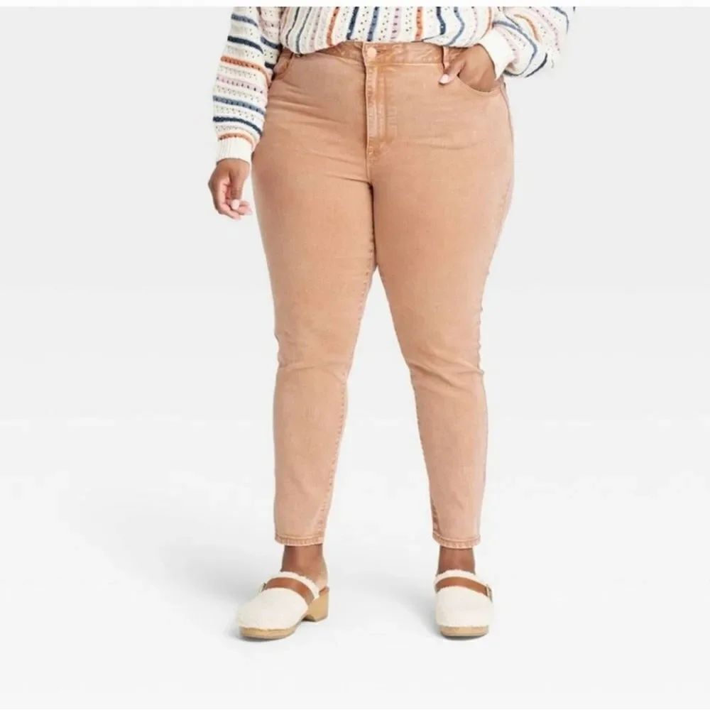 🆕👖Knox Rose Mid-Rise Relaxed-Fit Skinny Jeans, Light Brown